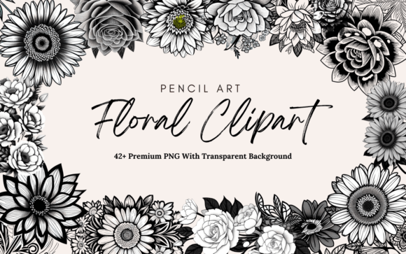 Download Pencil Art Floral Premium PNG Clipart - Premium Collection