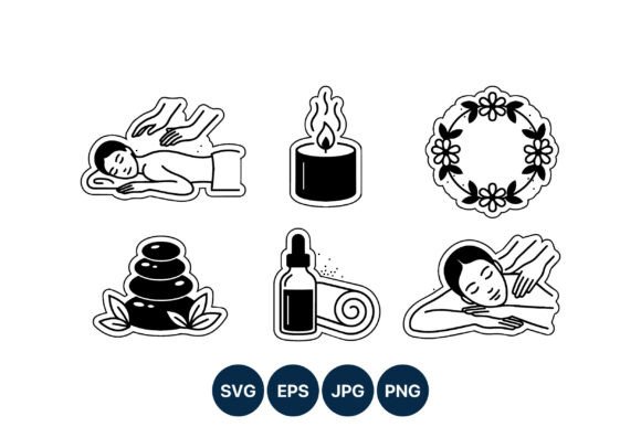 Download Spa Massage Therapy Black White Icons - Icon Collection