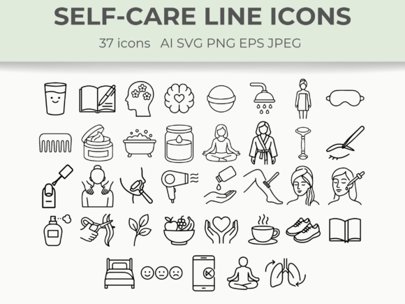 Download Self-Care Line Icons – Wellness &amp; Beauty - Wellness Collection