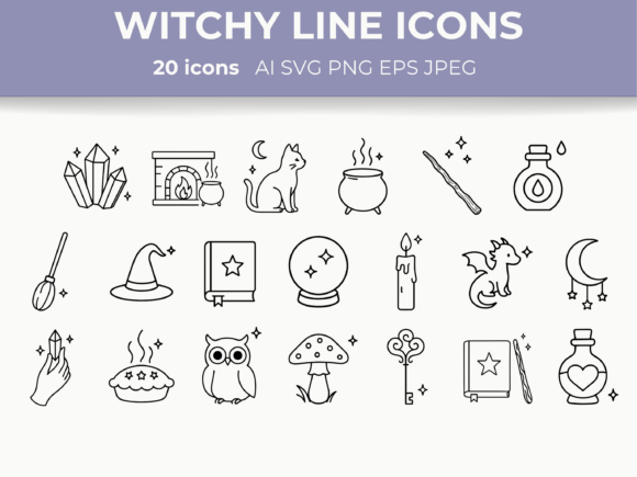 Download Witchy Aesthetic Line Icons Magical SVG - Icon Collection