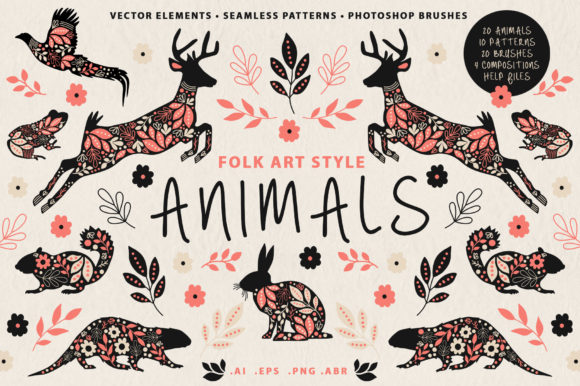 Download Folk Art Animal Vectors &amp; Patterns - Premium Resources