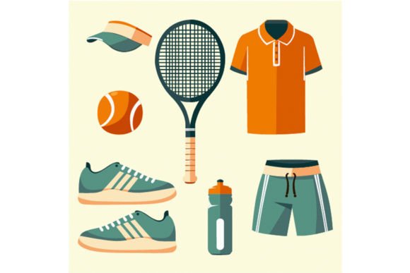 Download Set Object Elements Tennis Training - Training Collection