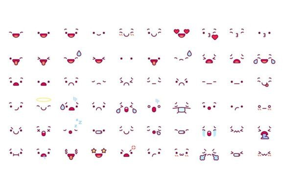 Download Cute Emoticon Emoji Faces. Cartoon - Icon Collection